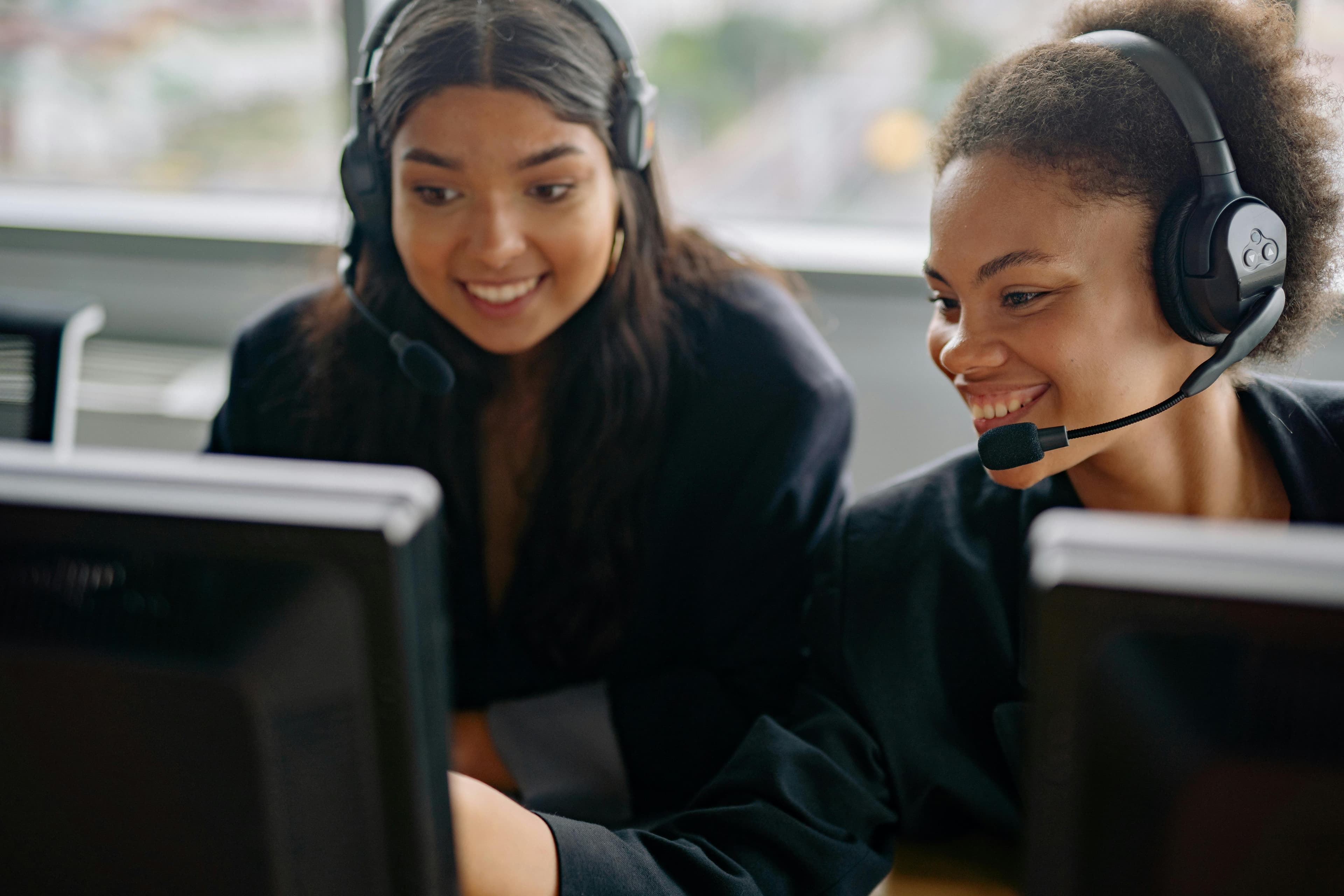 Two women working at the office