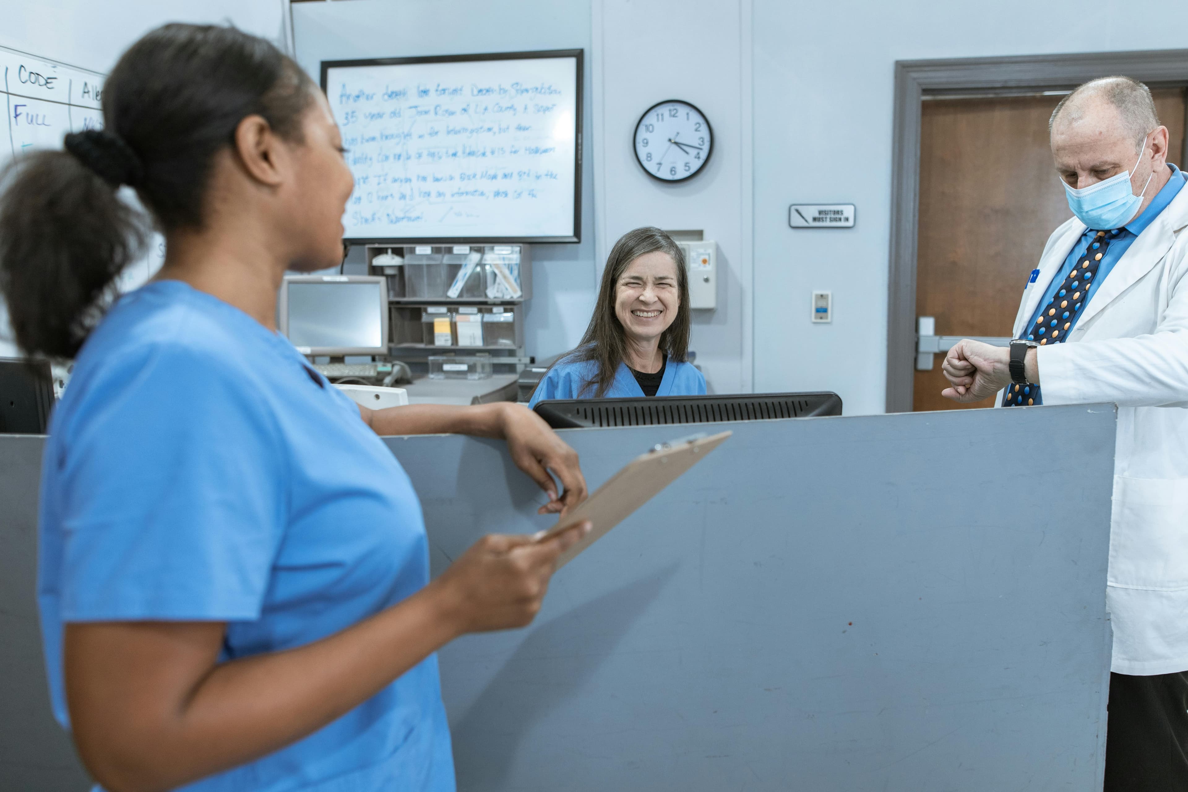Doctors and nurses working together in a hospital